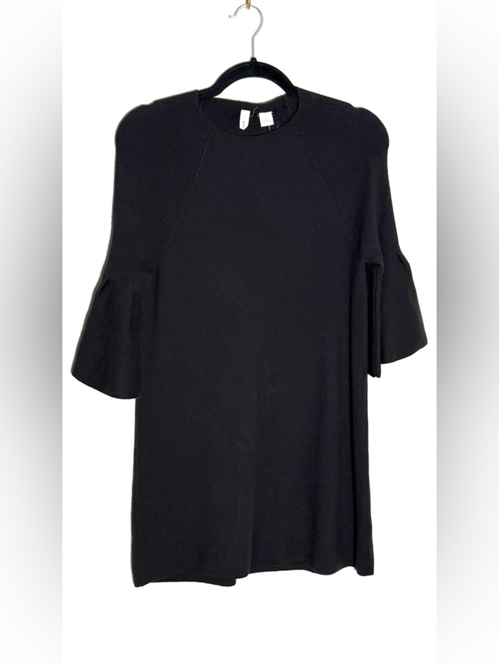 MOTH by Anthropologie Black Chester Bell Sleeve Sweater Dress Size s